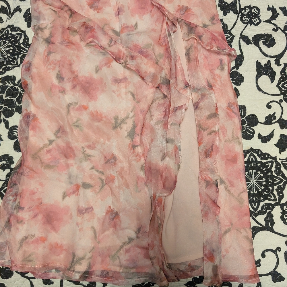 Lulu's Pink Floral Ruffled Slip Dress - Picture 5 of 13